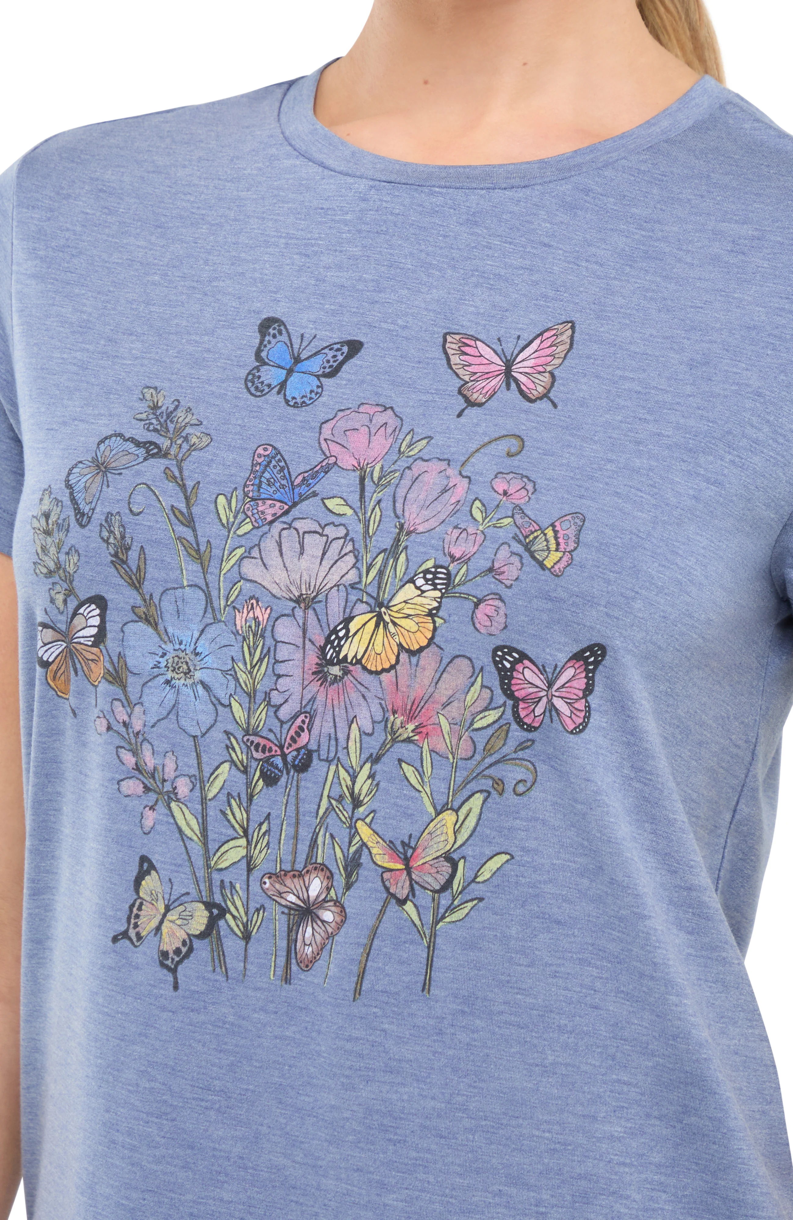 Monica Tee (H. Gray Blue Butterfly Bouquet) - Image 3