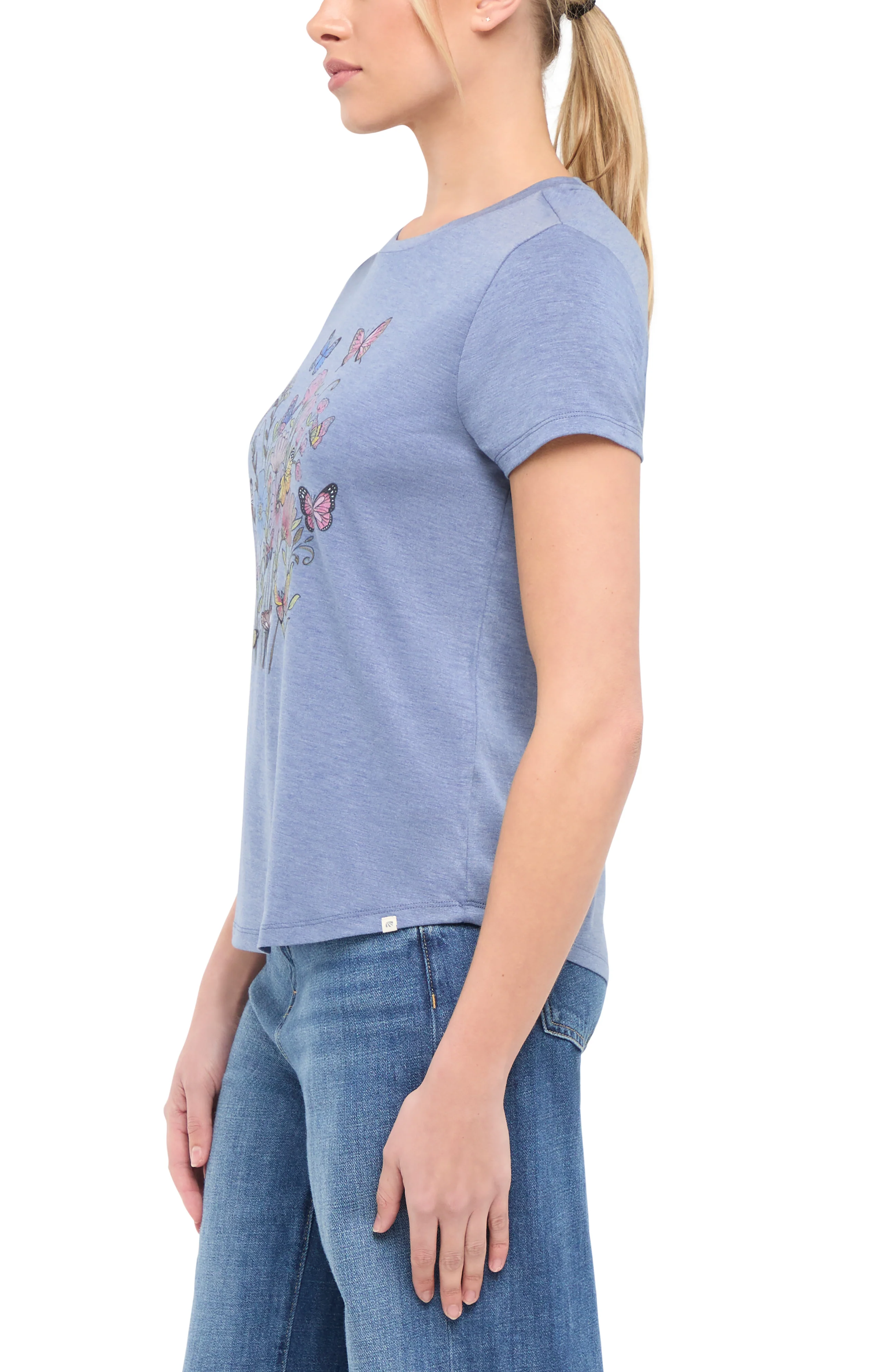 Monica Tee (H. Gray Blue Butterfly Bouquet) - Image 4